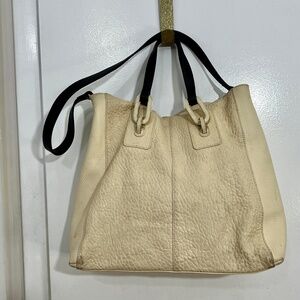 Vince Camuto Tania Convertible Pebble Leather Tote Bag Cream White Large